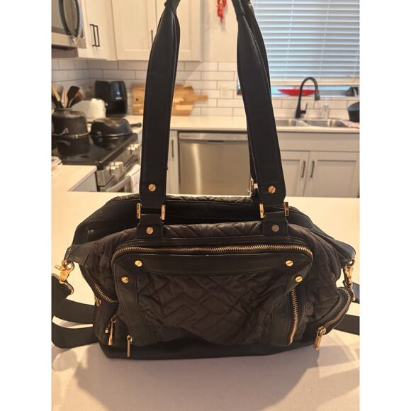 Tory Burch Quilted Diaper Bag/messenger With Leather Detail - Picture 1 of 16